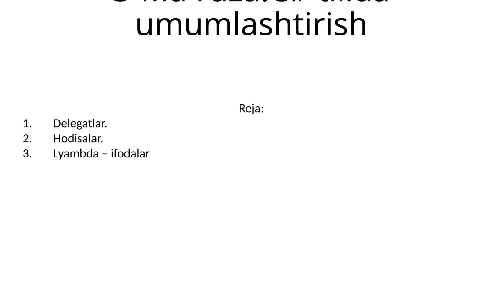 C# tilida umumlashtirish