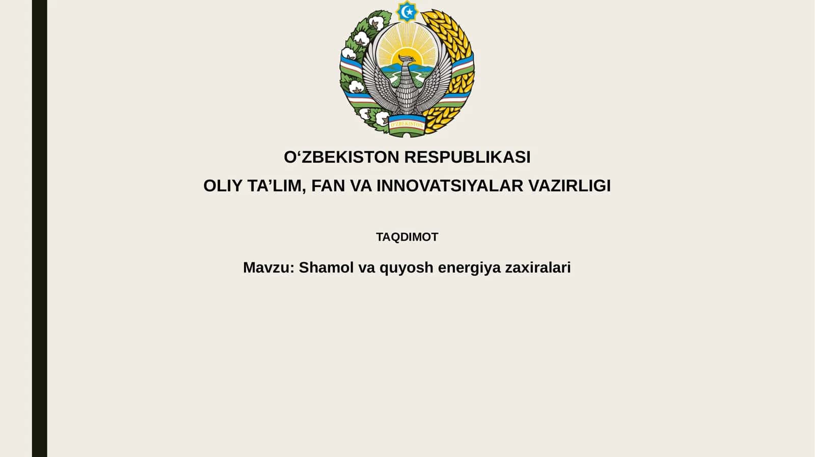 Shamol va quyosh energiyasi zaxiralari