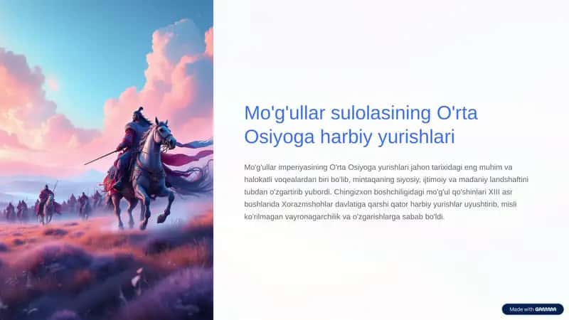 Mo'g'ullar sulolasining O'rta Osiyoga harbiy yurishlari