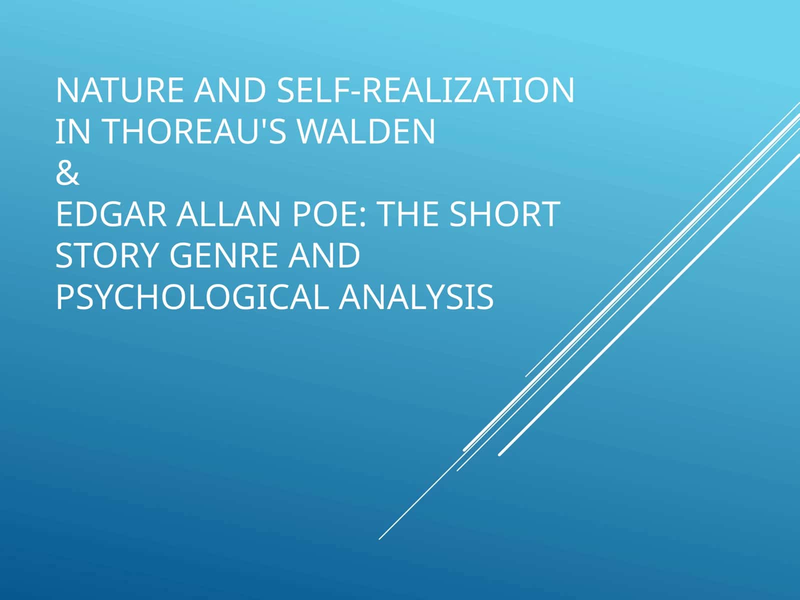Nature and Self-Realization in Thoreau's Walden