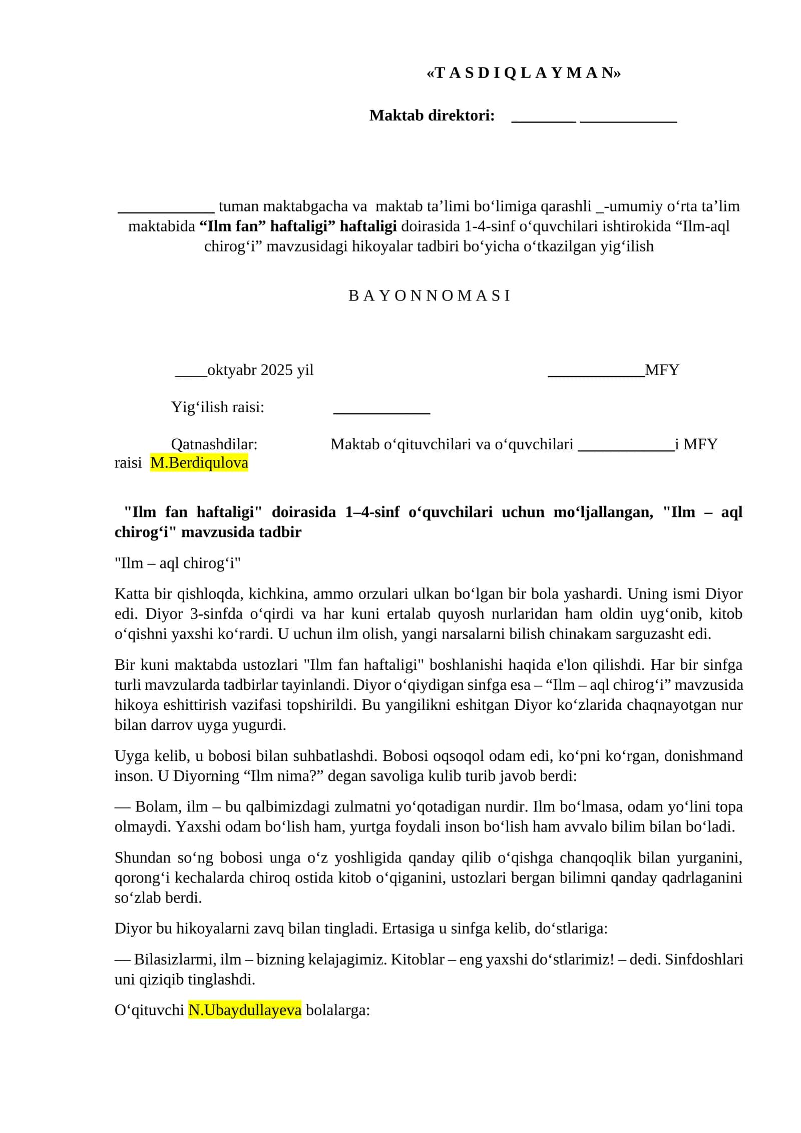 Ilm-aql chirog‘i tadbiri