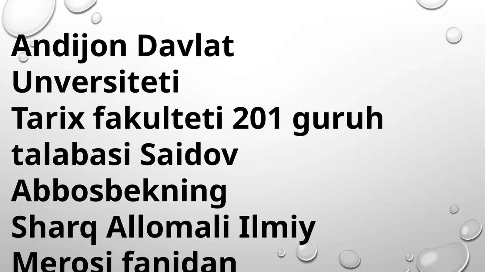Sharq Allomali Ilmiy Merosi fanidan Mustaqil ishi. Abu Rayhon beruniy