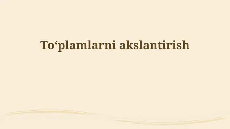 To'plamlarni xaritalashga kirish