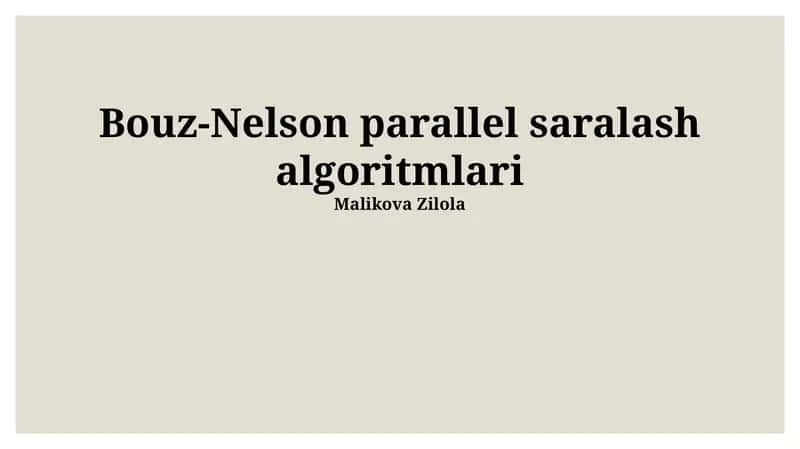 Bouz-Nelson parallel saralash algoritmlari