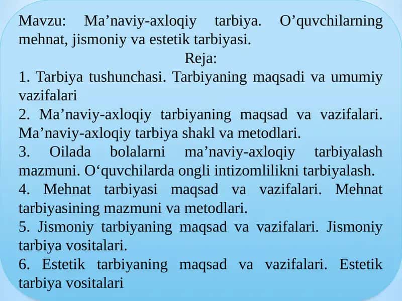 Ma’naviy-axloqiy tarbiya