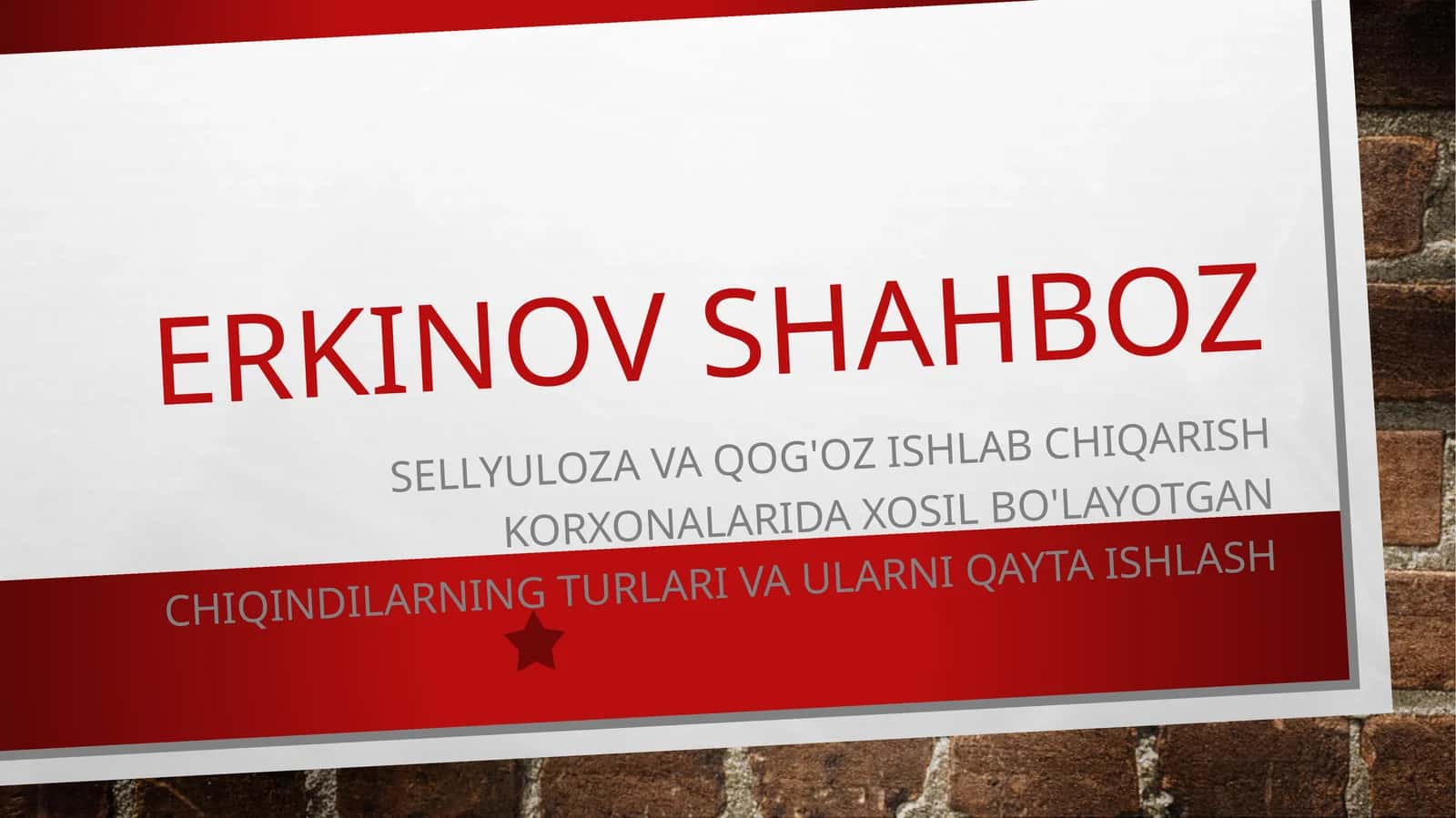 Sellyuloz va qog'oz ishlab chiqarish korxonalaridagi xosil bo'layotgan chiqindilarning turlari va ularni qayta ishlash