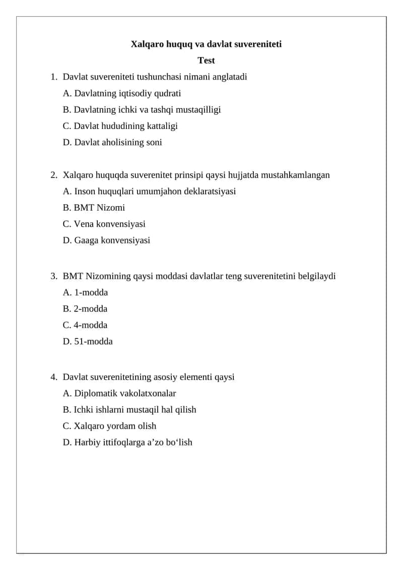 Xalqaro huquq va davlat suvereniteti