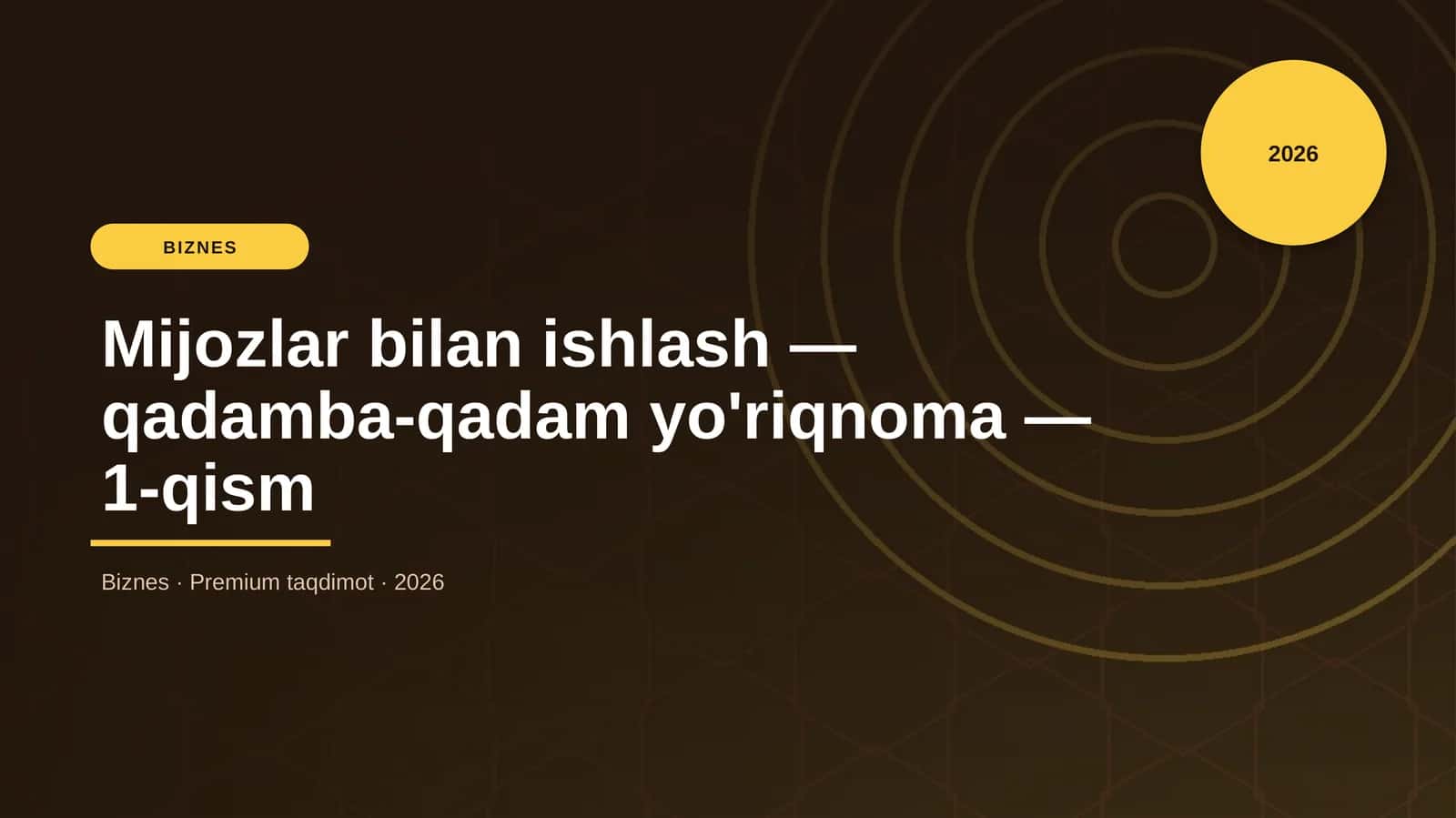 Mijozlar bilan ishlash — qadamba-qadam yo'riqnoma — 1-qism