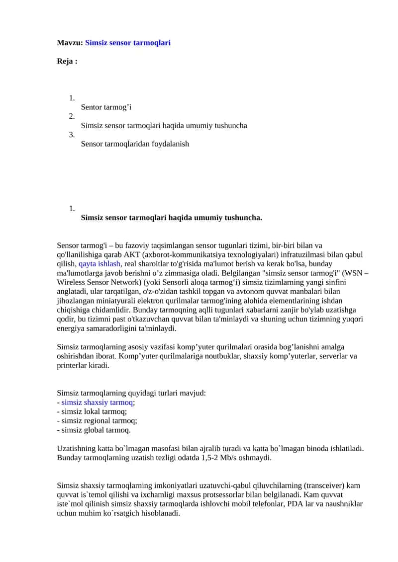 Simsiz sensor tarmoqlari