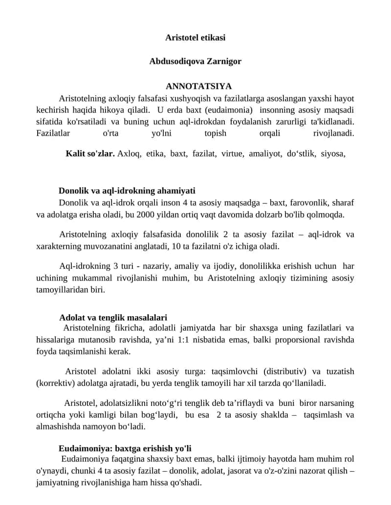 Aristotel etikasi
