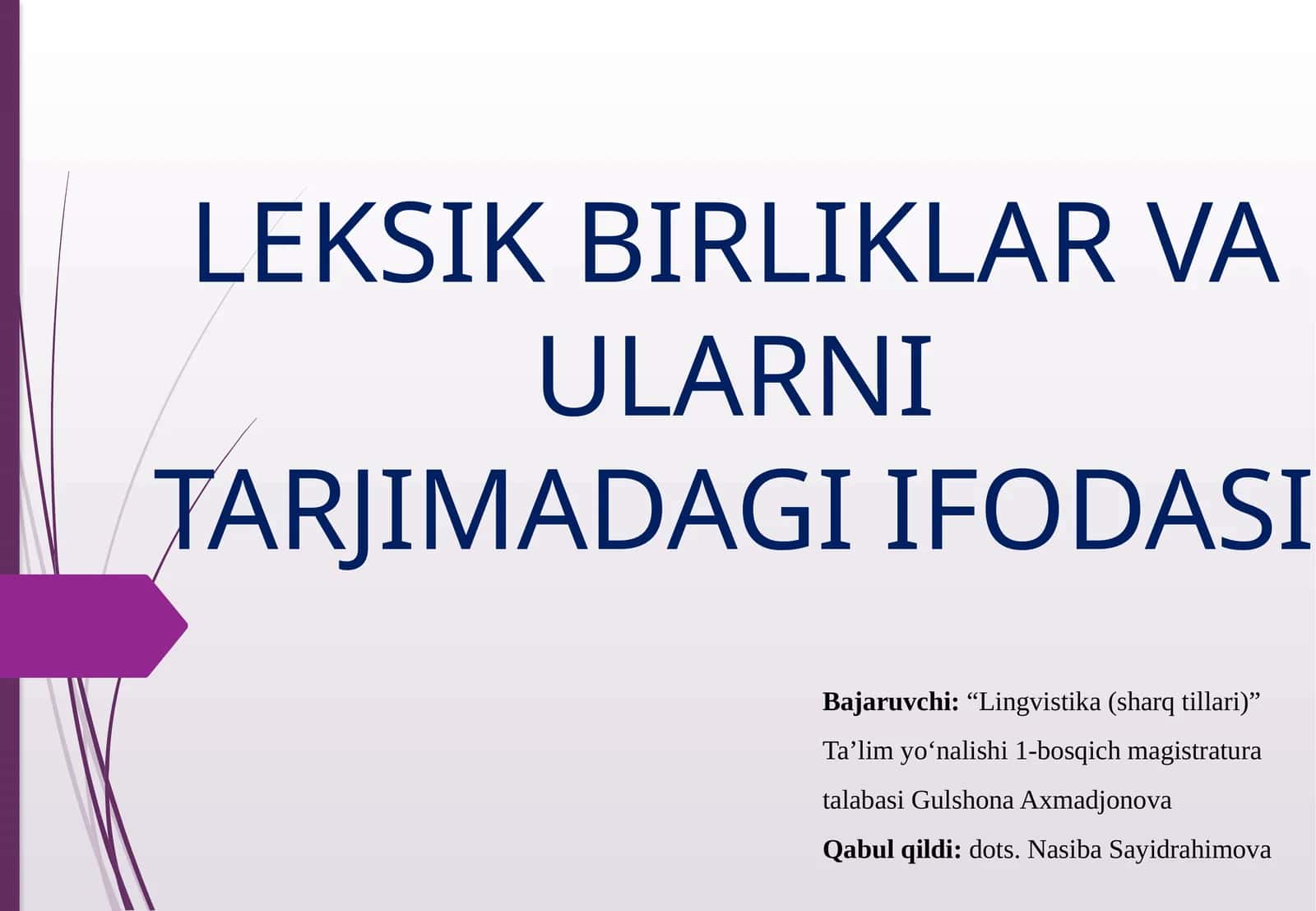 PPT Leksik birliklar va ularni tarjimadagi ifodasi
