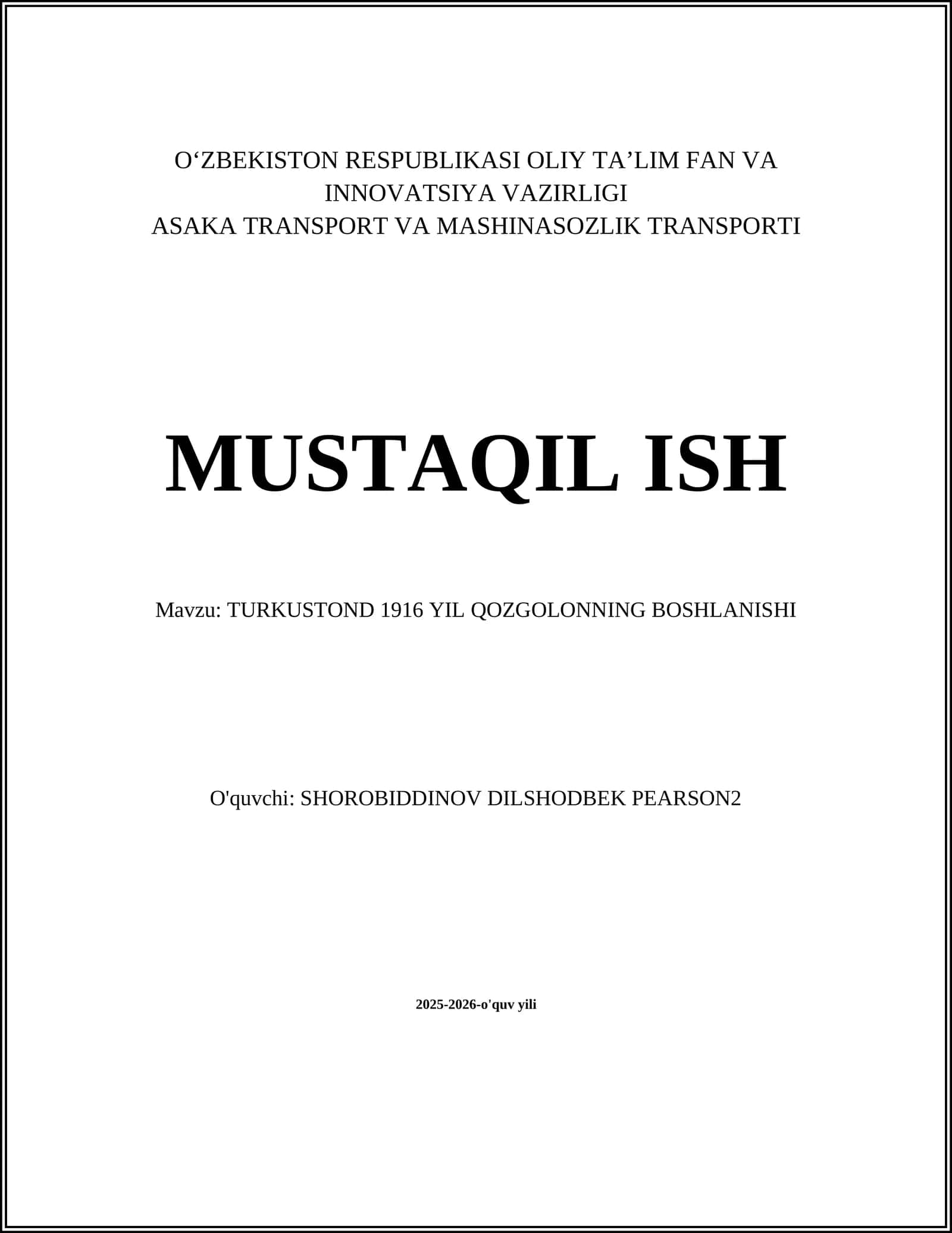 TURKUSTOND 1916 YIL QOZGOLONNING BOSHLANISHI