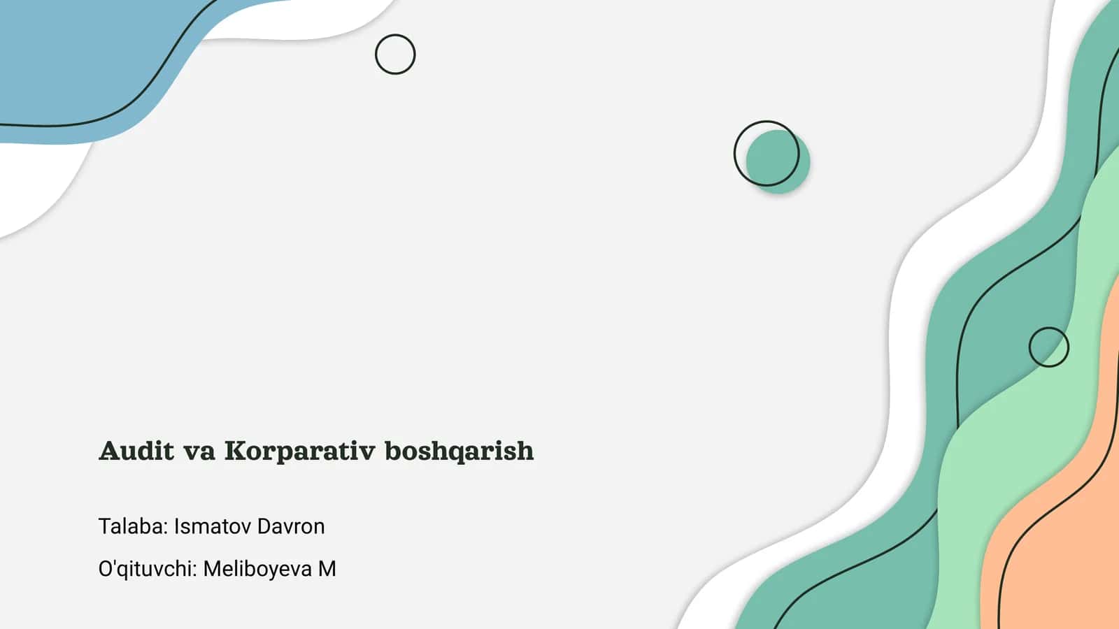 Audit va Korparativ boshqarish
