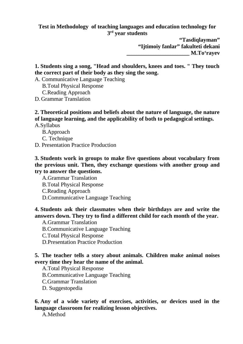 Methodology of teaching languages and education technology for 3rd year students