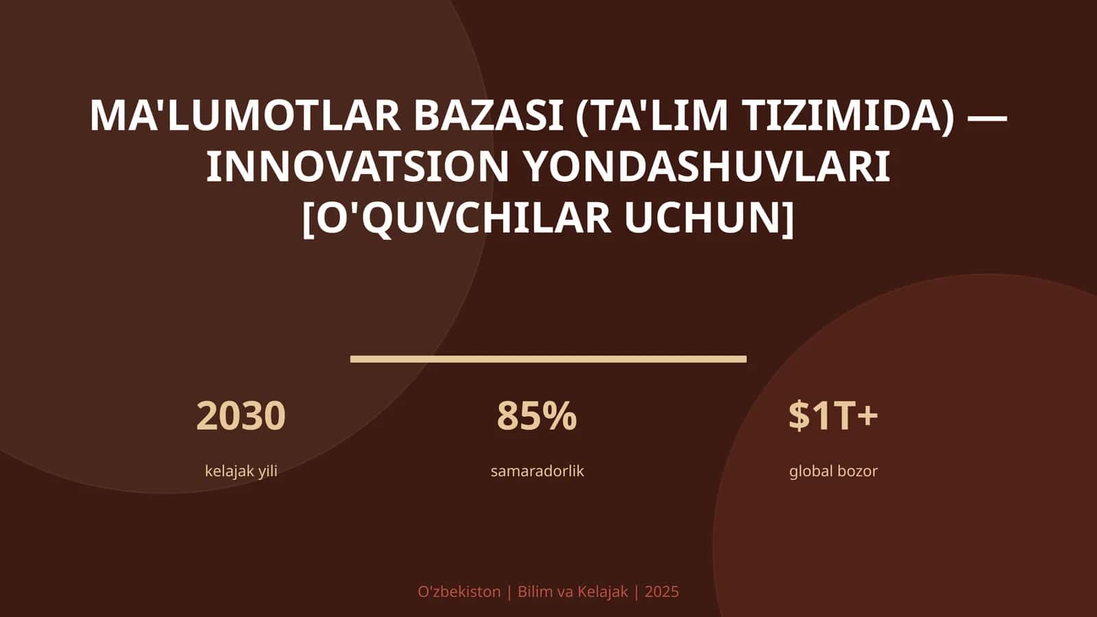 Ma'lumotlar bazasi (ta'lim tizimida) — innovatsion yondashuvlari [o'quvchilar uchun]