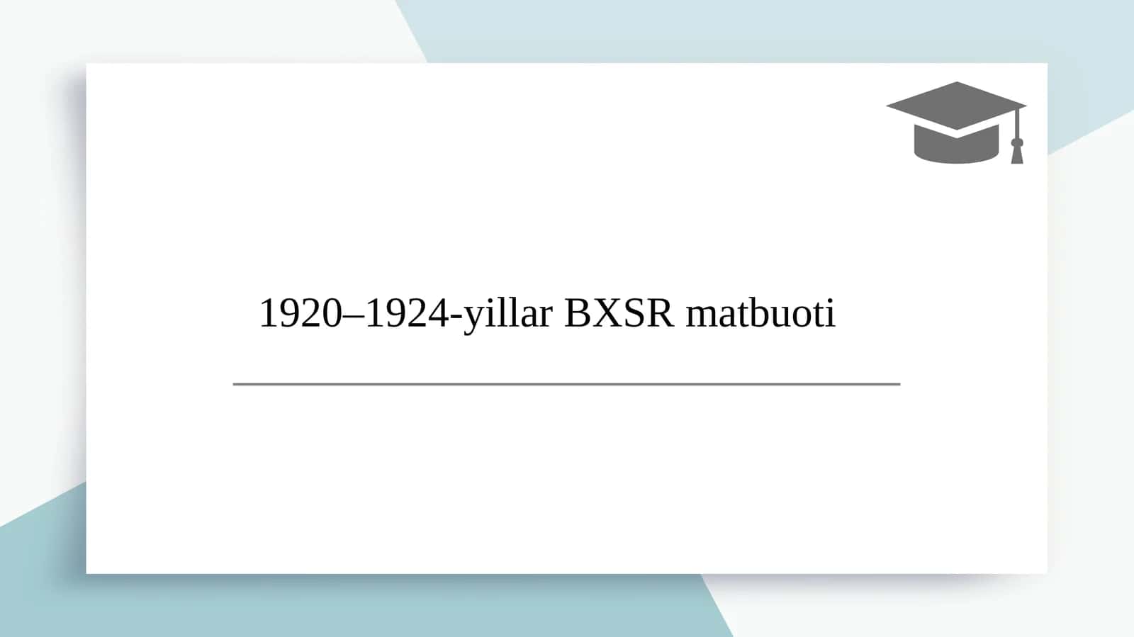 1920–1924-yillar BXSR matbuoti