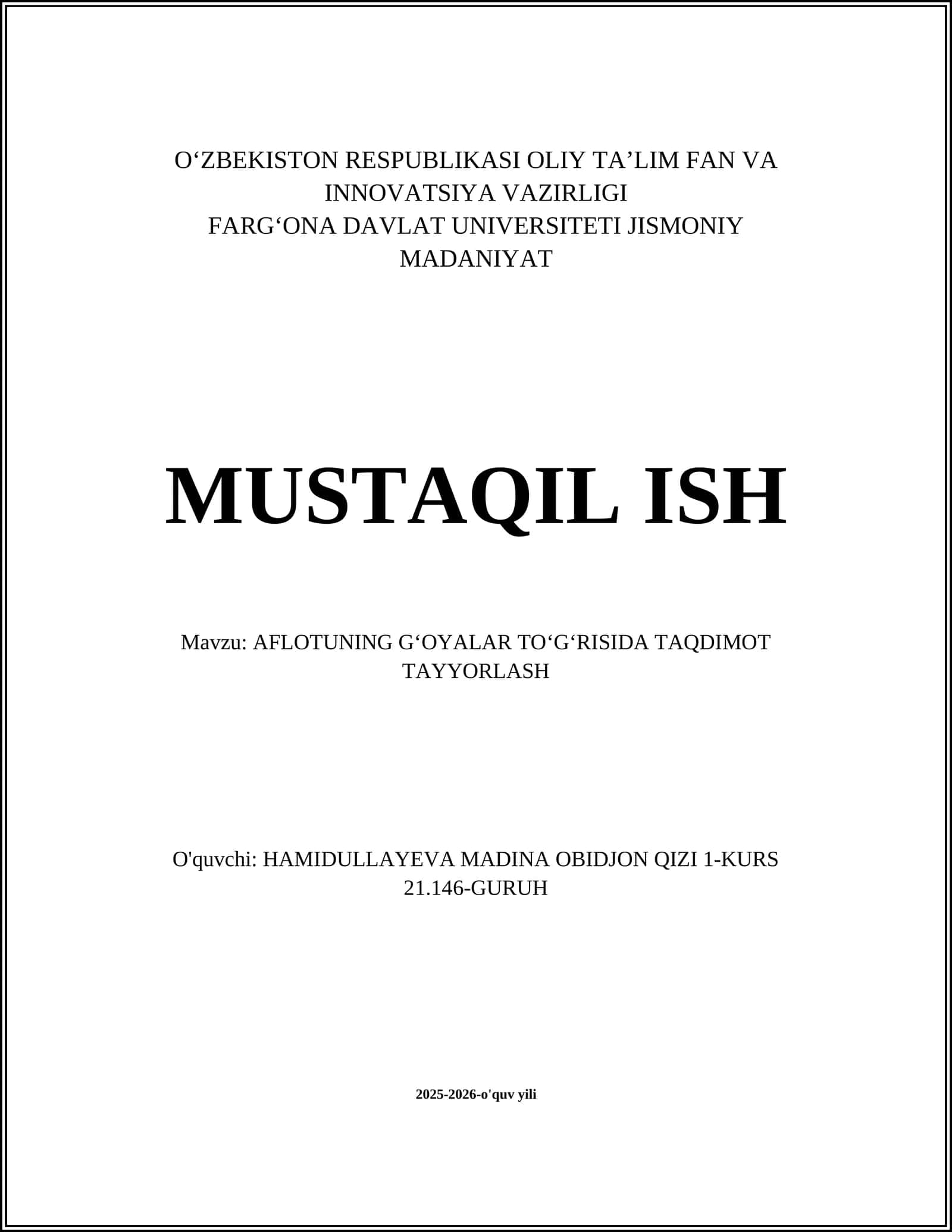 AFLOTUNING G‘OYALAR TO‘G‘RISIDA TAQDIMOT TAYYORLASH