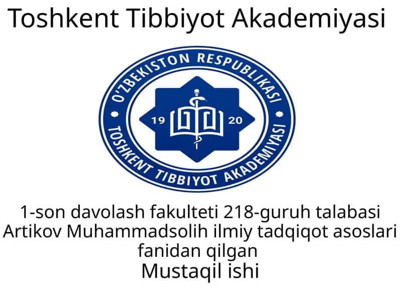 Artikov Muhammad Solih ilmiy tadqiqot asoslari