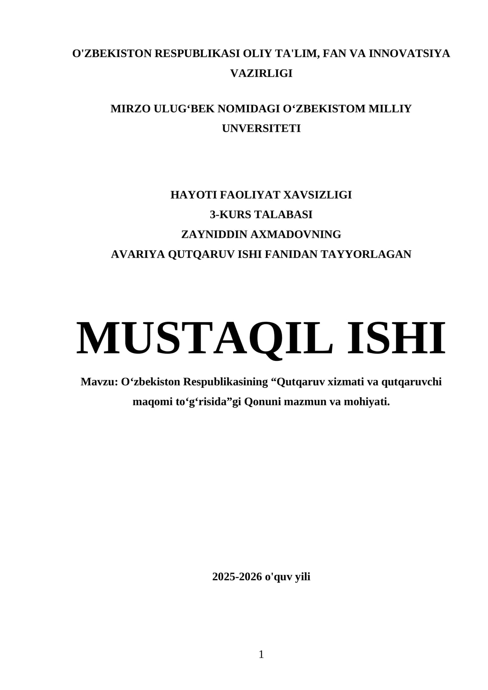 Avariya qutqaruv ishi fani