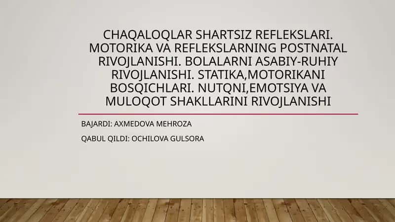 Chaqaloqlar shartsiz reflekslari