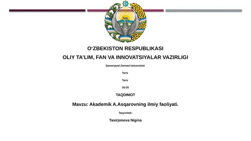Akademik A.Asqarovning ilmiy faoliyati