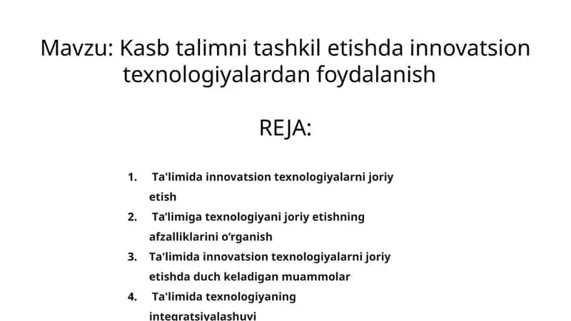 Innovatsion texnologiyalar