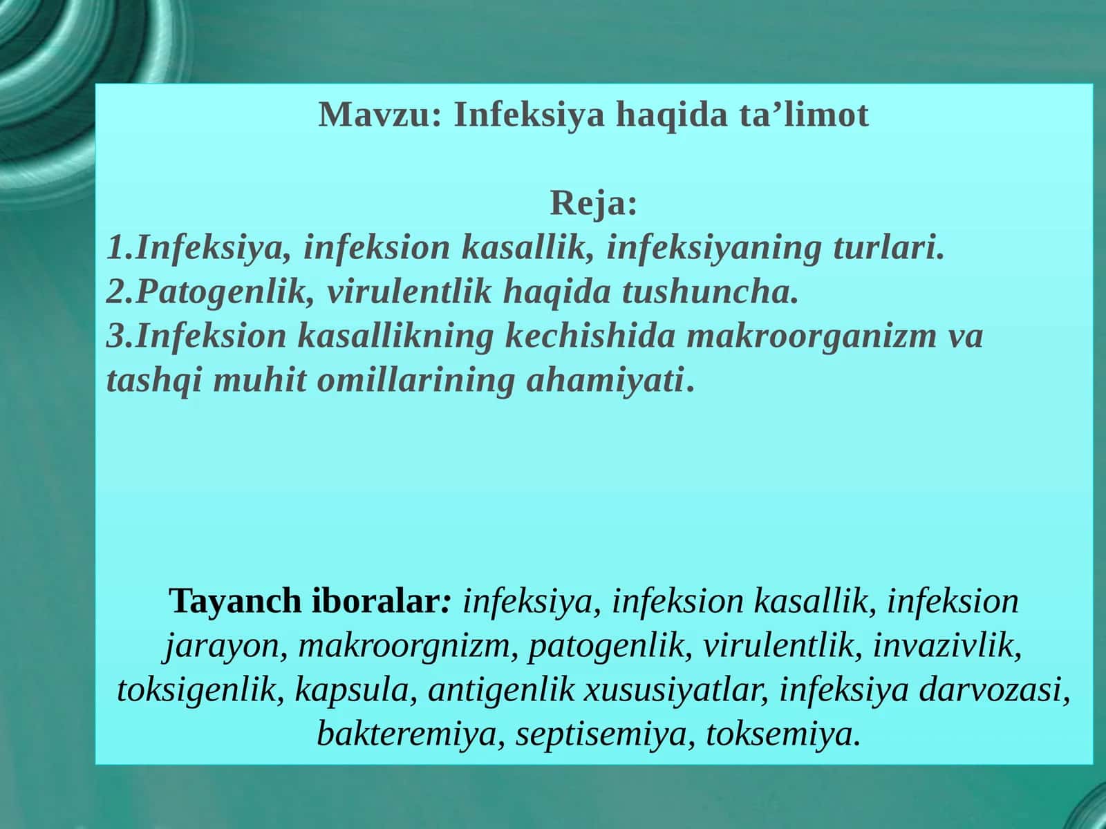 Infeksiya haqida ta’limot