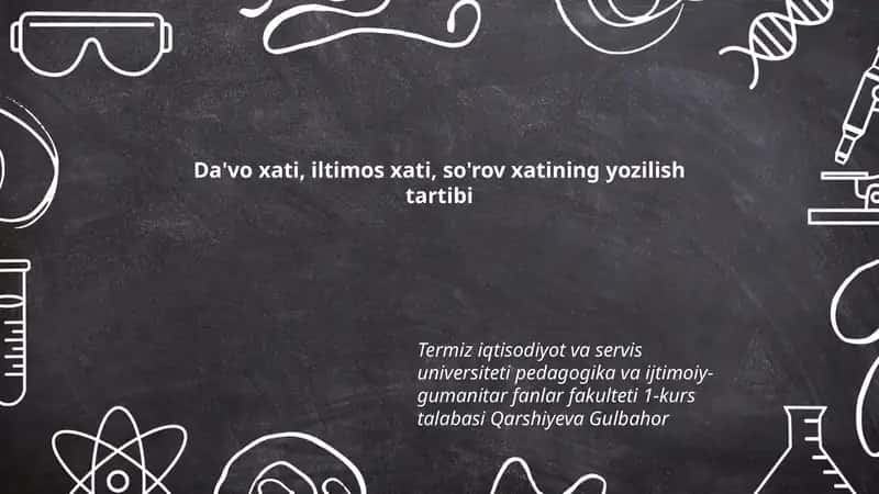 Da'vo xati, iltimos xati, so'rov xatining yozilish tartibi