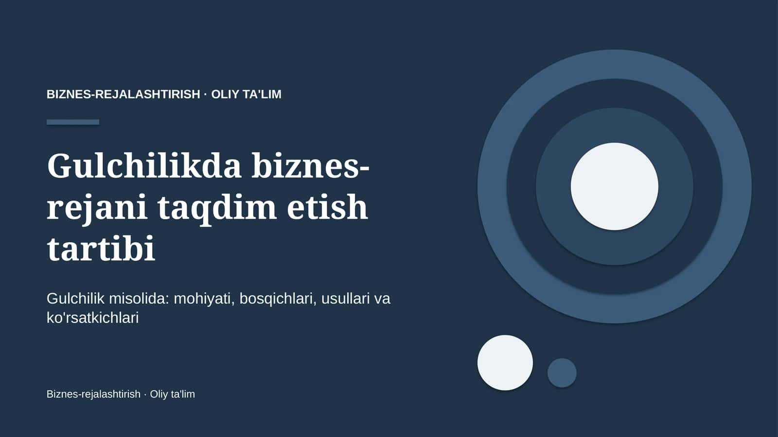 Gulchilikda biznes-rejani taqdim etish tartibi