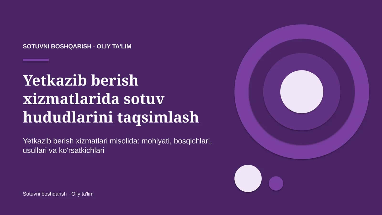 Yetkazib berish xizmatlarida sotuv hududlarini taqsimlash
