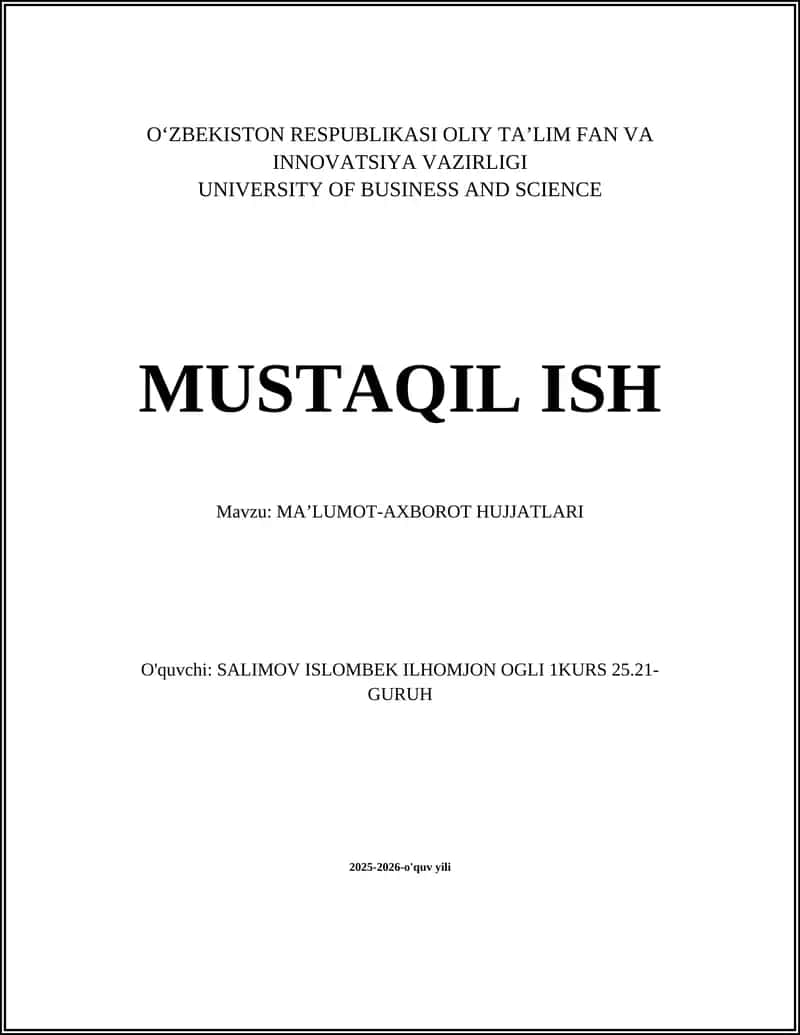 MAʼLUMOT-AXBOROT HUJJATLARI