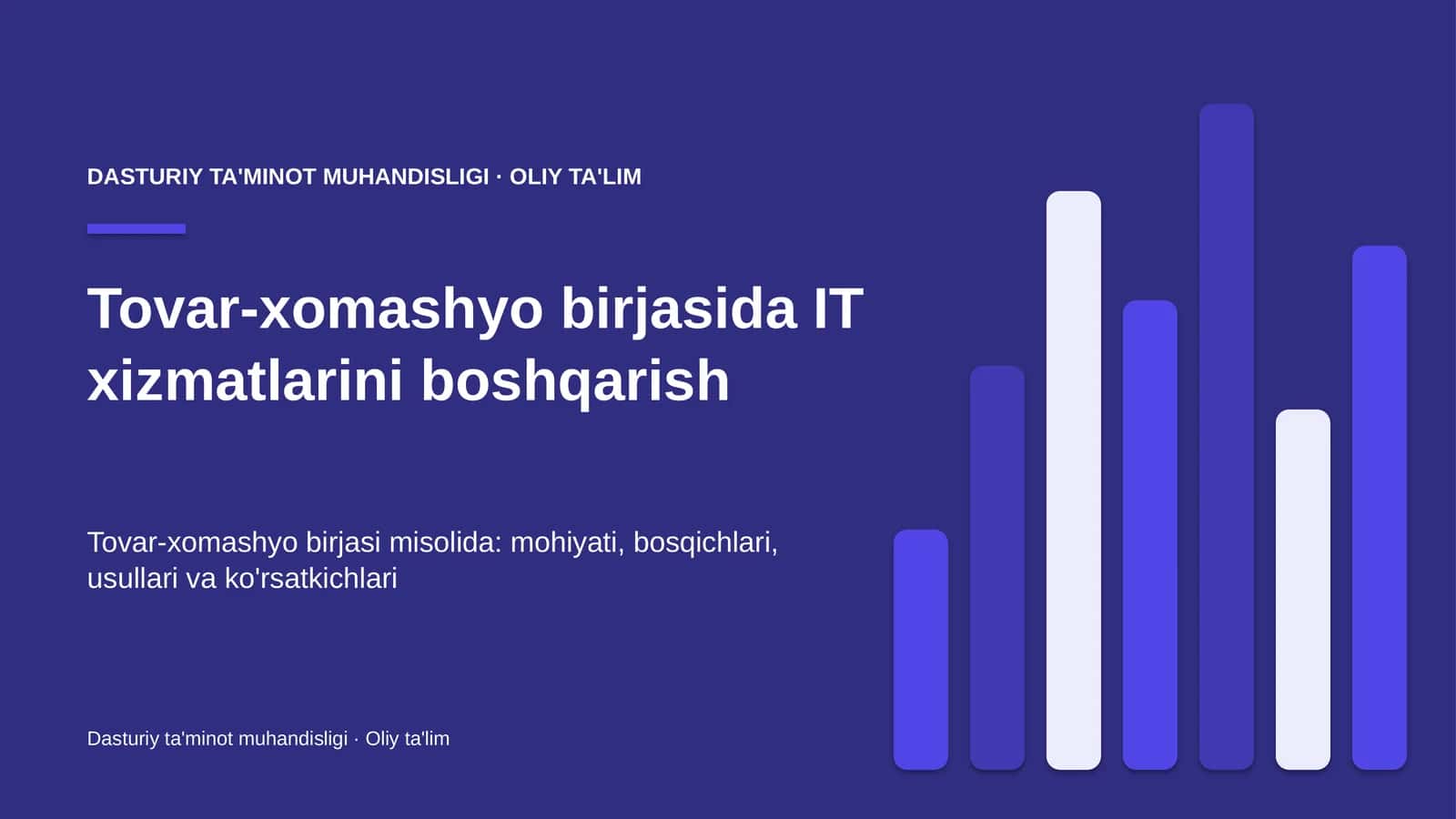 [Tovar-xomashyo birjasida IT xizmatlarini boshqarish]