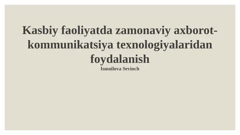 Zamonaviy axborot-kommunikatsiya texnologiyalari