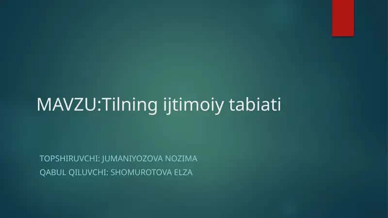 Tilning ijtimoiy tabiati