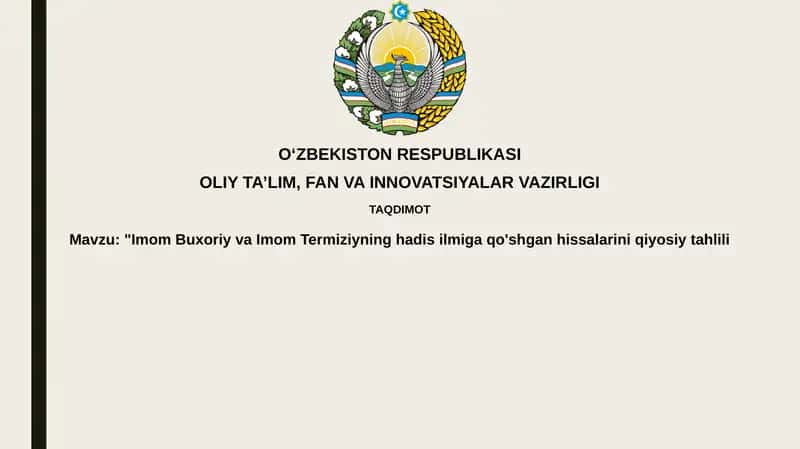 Imom Buxoriy va Imom Termiziyning hadis ilmiga qo'shgan hissalari