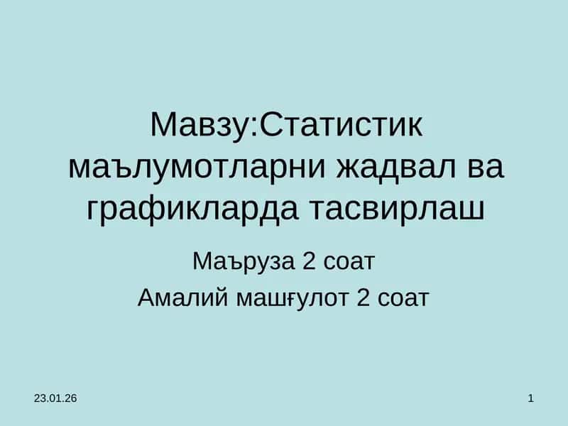 Статистик маълумотларни жадвал ва графикларда тасвирлаш