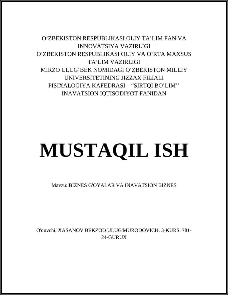 Raqamli startap g'oyalari va bozor talablari