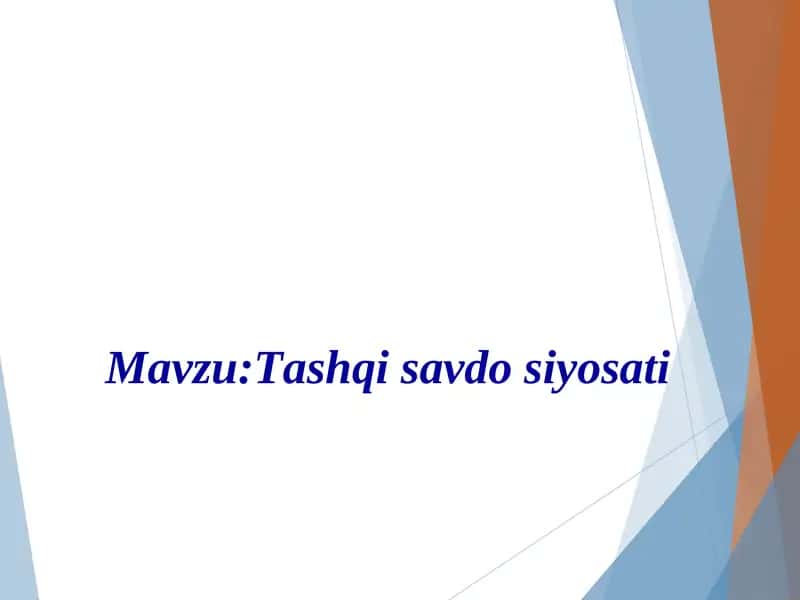 Tashqi savdo siyosati ozb