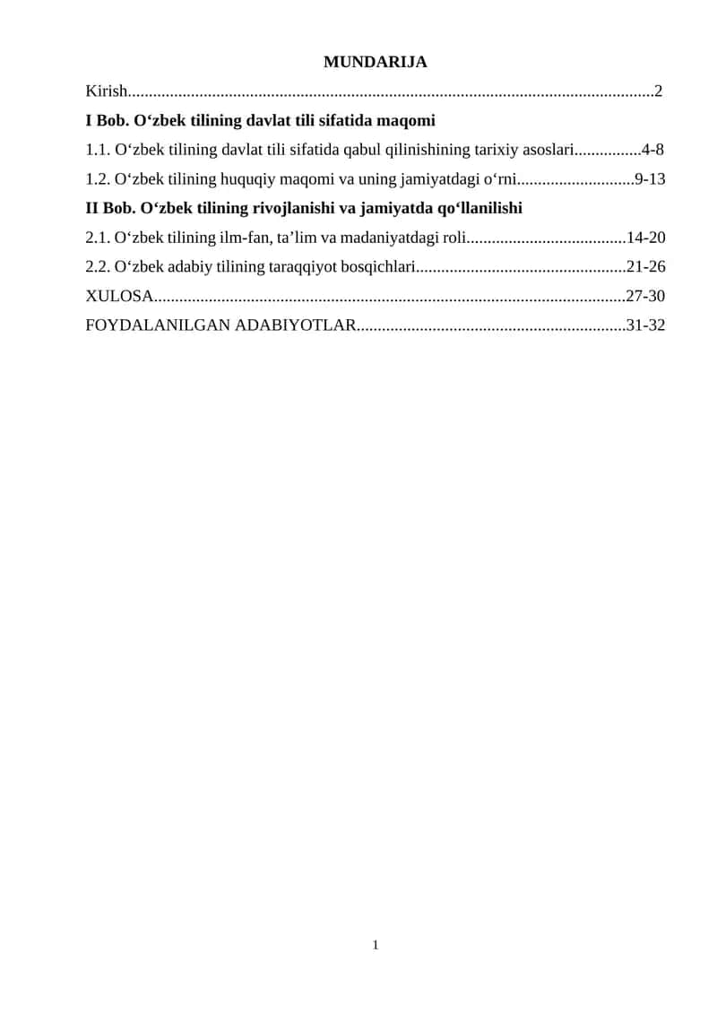 Oʻzbek tilining rivojlanishi va jamiyatda qoʻllanilishi