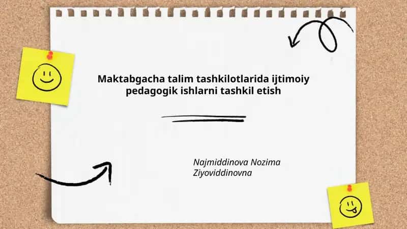 Maktabgacha talim tashkilotlarida ijtimoiy pedagogik ishlarni tashkil etish
