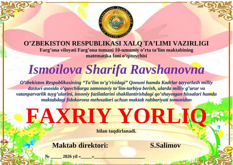 FAXRIY YORLIQ Faxriy yorliq shablon Word