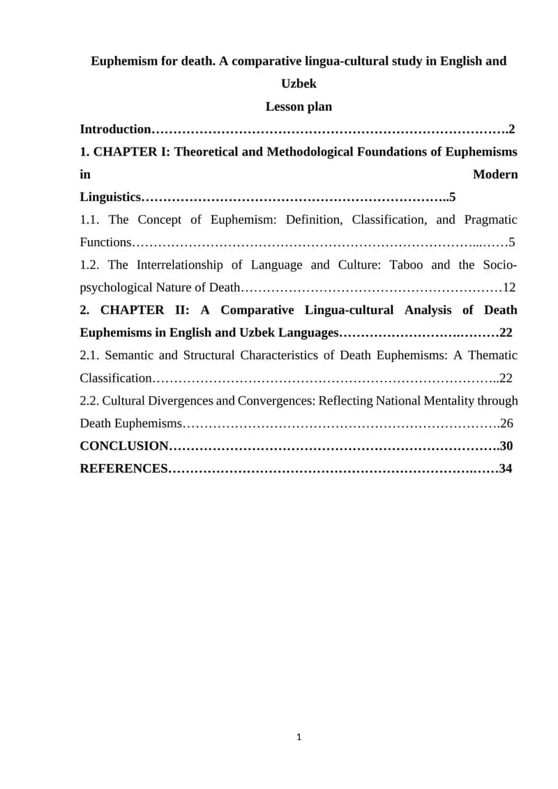 A Comparative Lingua-cultural Study of Death Euphemisms in English and Uzbek