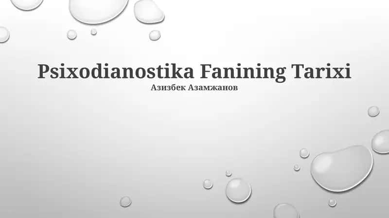 Psixodianostika Fanining Tarixi