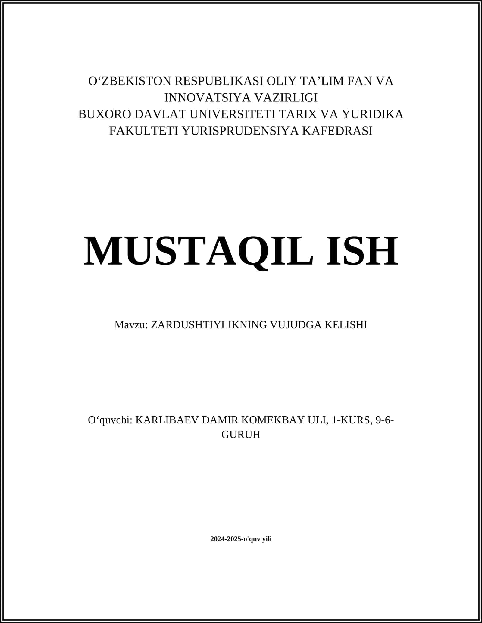 Zardushtiylikning Vujudga Kelishi
