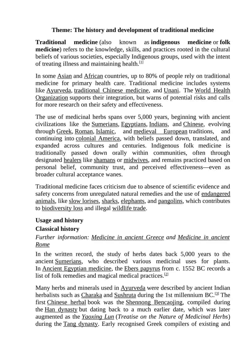 The History and Development of Traditional Medicine
