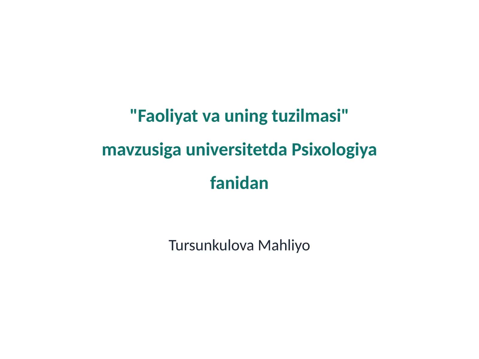 Faoliyat va uning tuzilmasi