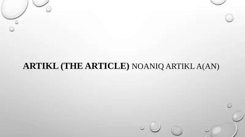 ARtikl (the article) NOANIQ ARTIKL A(AN)