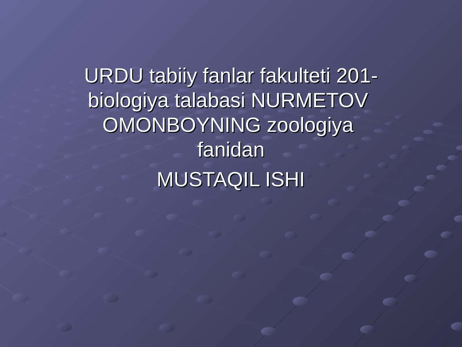 O`ZBEKISTON UMURTQALI HAYVONLARI FAUNASINING BIOLOGIK XILMA-XILLIGI VA O`ZIGA XOSLIGI