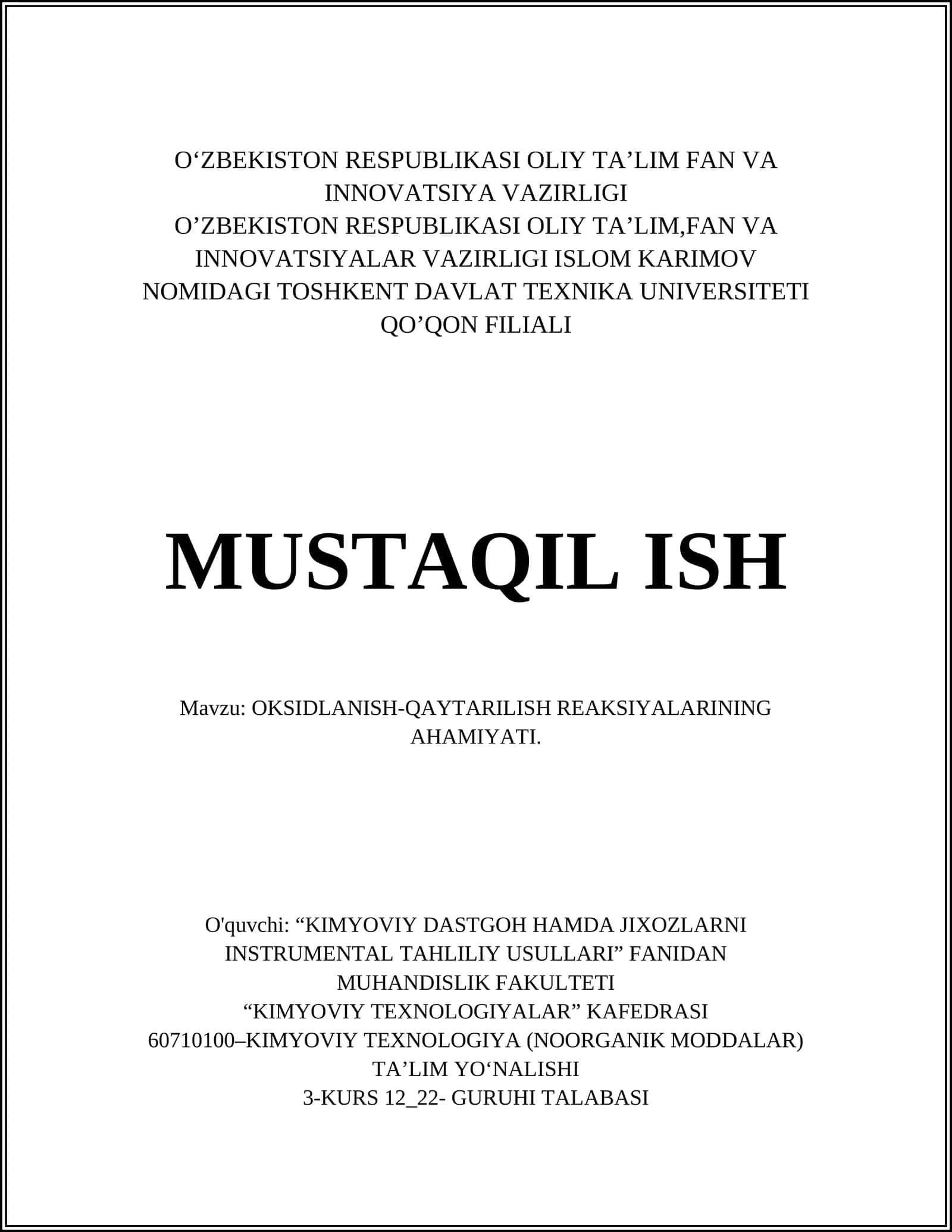 Oksidlanish-qaytarilish reaksiyalari