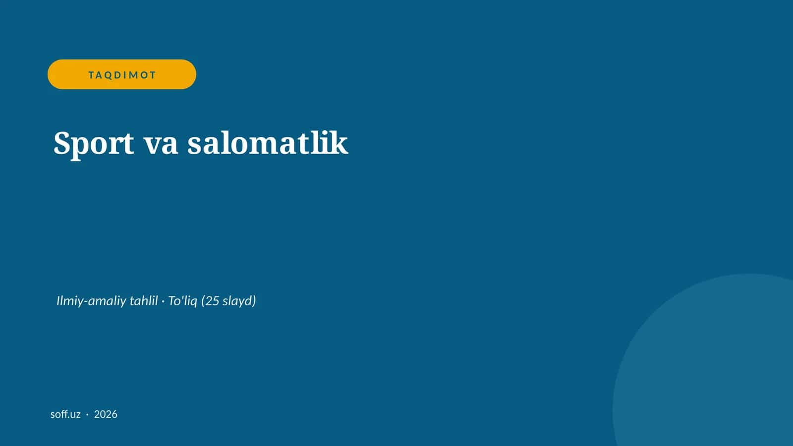 Sport va salomatlik Ilmiy-amaliy tahlil